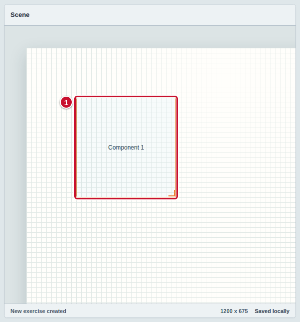 The scene with a new, selected Component marked with the number 1