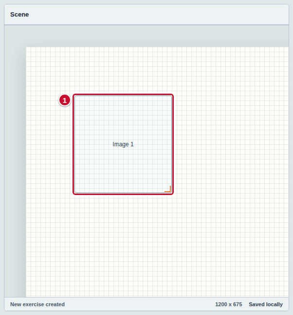 The scene with a new, selected Image marked with the number 1: an empty rectangle labeled Image 1
