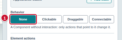 The Behavior control: the None button chosen and marked with the number 1, and its description