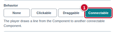 The Behavior control with the Connectable button chosen and marked with the number 1