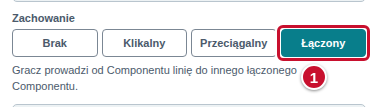 Kontrolka Zachowanie z wybranym przyciskiem Łączony, oznaczonym numerem 1