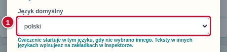 Lista Język domyślny oznaczona numerem 1
